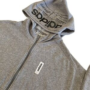 Adidas Short Sleeve Zip Hoodie Womens Medium‎ Gray Athletic